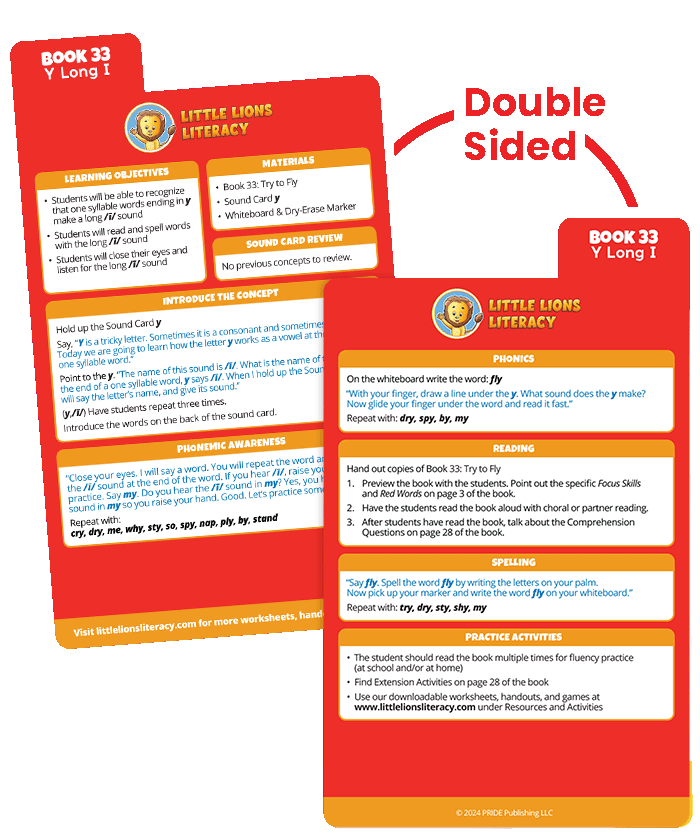 Double-sided lesson plan dividers for Little Lions Decodable Books Set 3