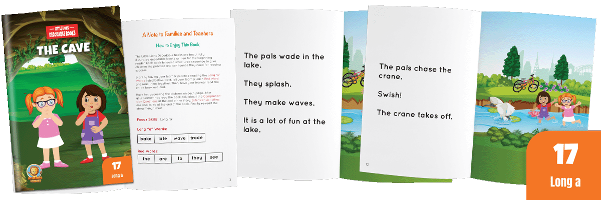 Inside pages of Little Lions Literacy's Decodable Book aligned with UFLI standards