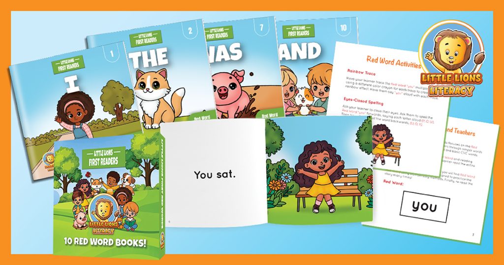 Children's sight word, high frequency, red word books