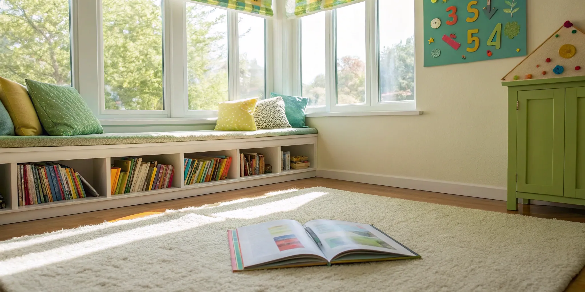 A free printable phonics book for beginners open on the floor of a cozy reading nook.